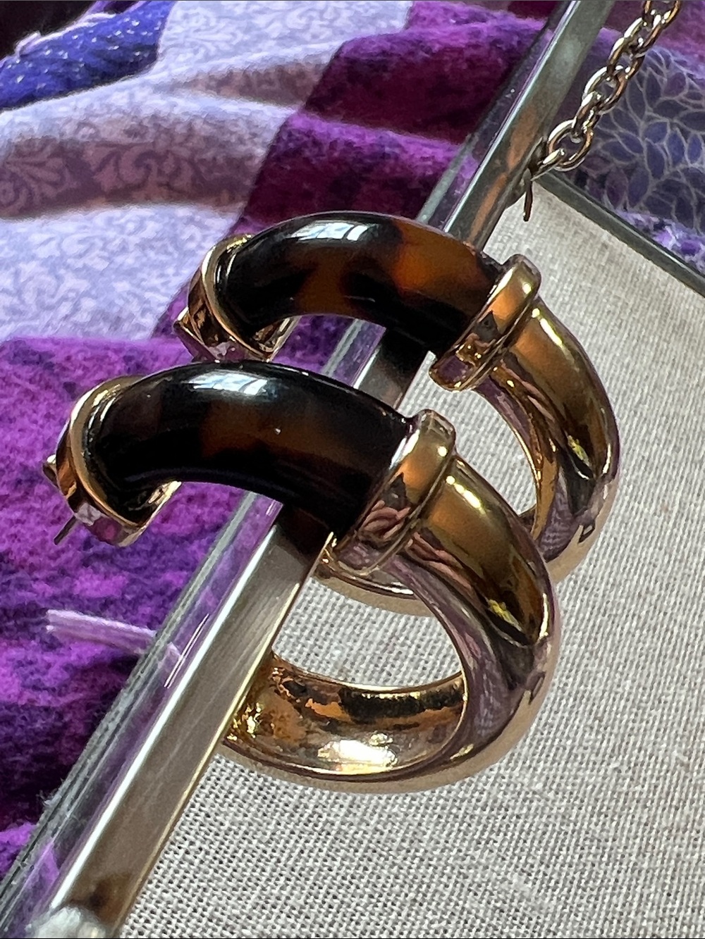 WHBM Gold/Tortoiseshell Hoop Earrings - Women Jewelry